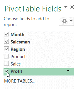 PivotTable Fields Pane