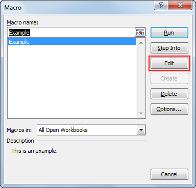 Macro Dialog Edit Button
